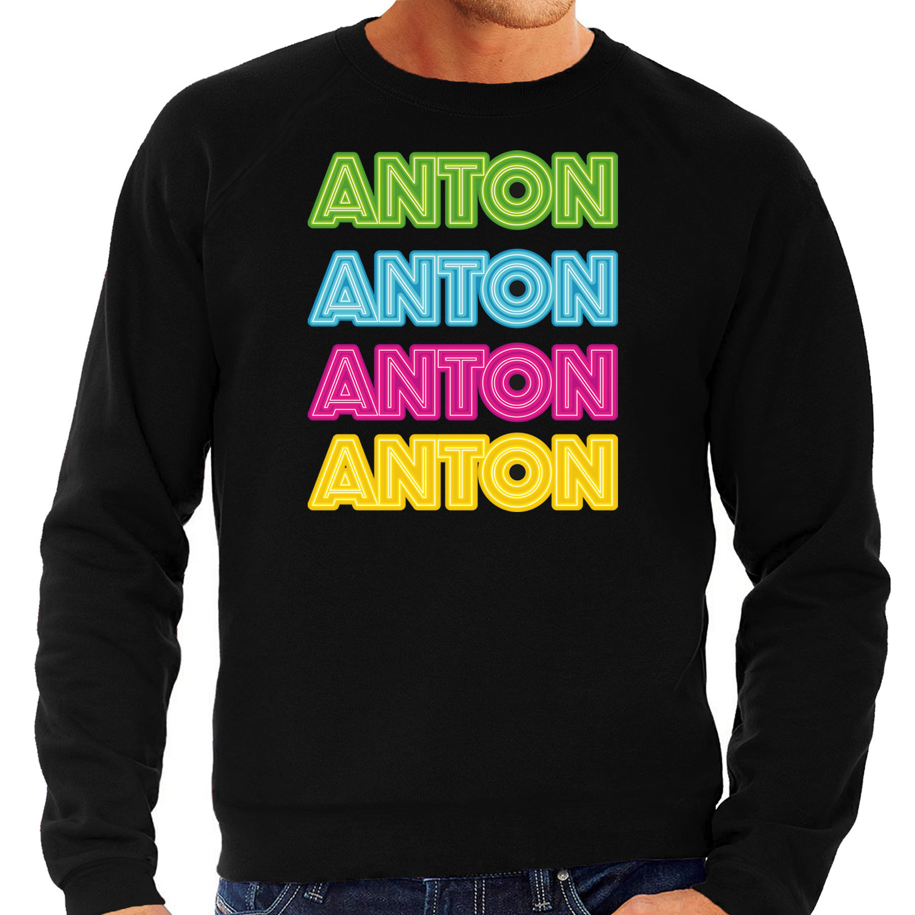 Bellatio Decorations Apres ski sweater voor heren - Anton - zwart - Anton aus tirol - wintersport S