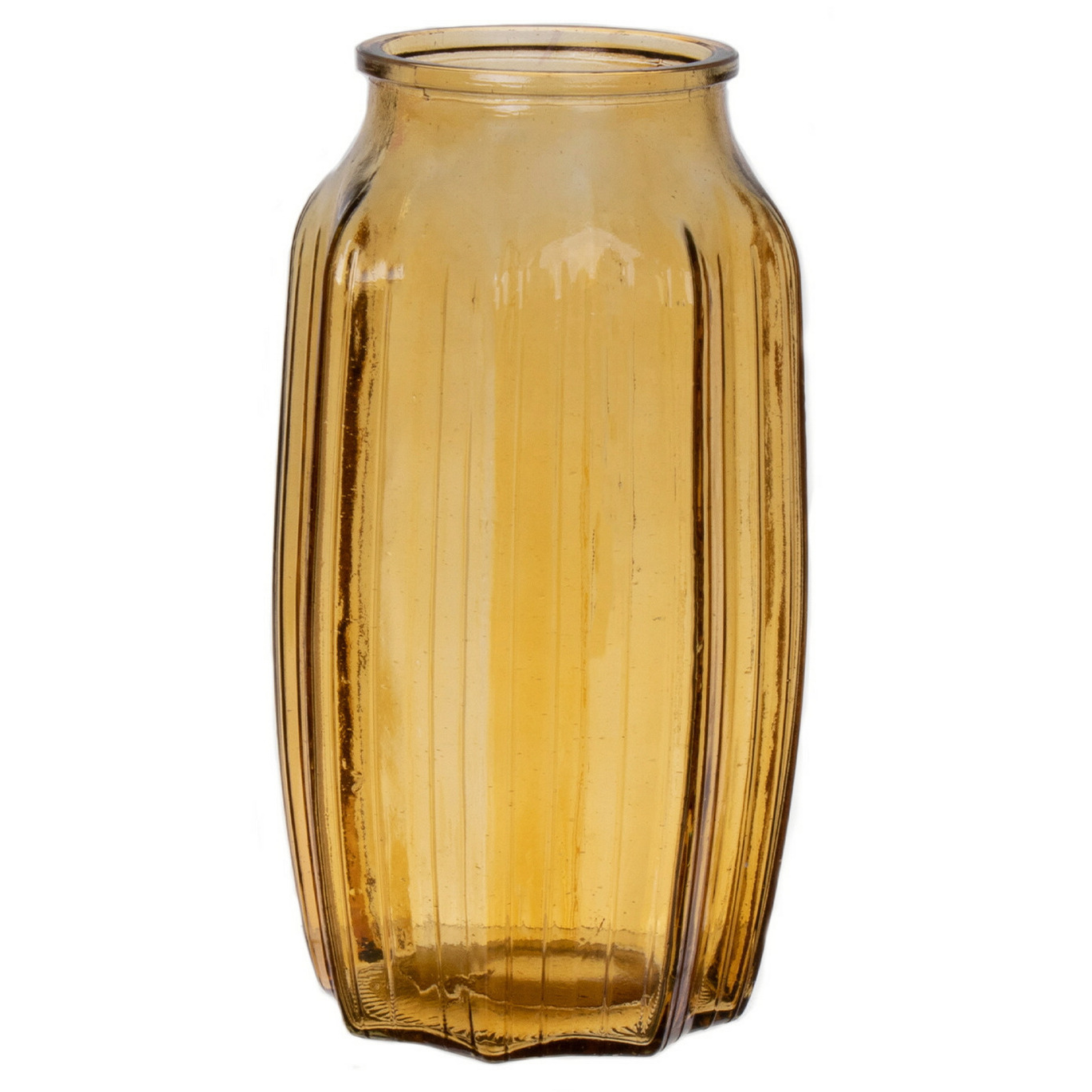 Bellatio Design Bloemenvaas - geel - transparant glas - D12 x H22 cm -