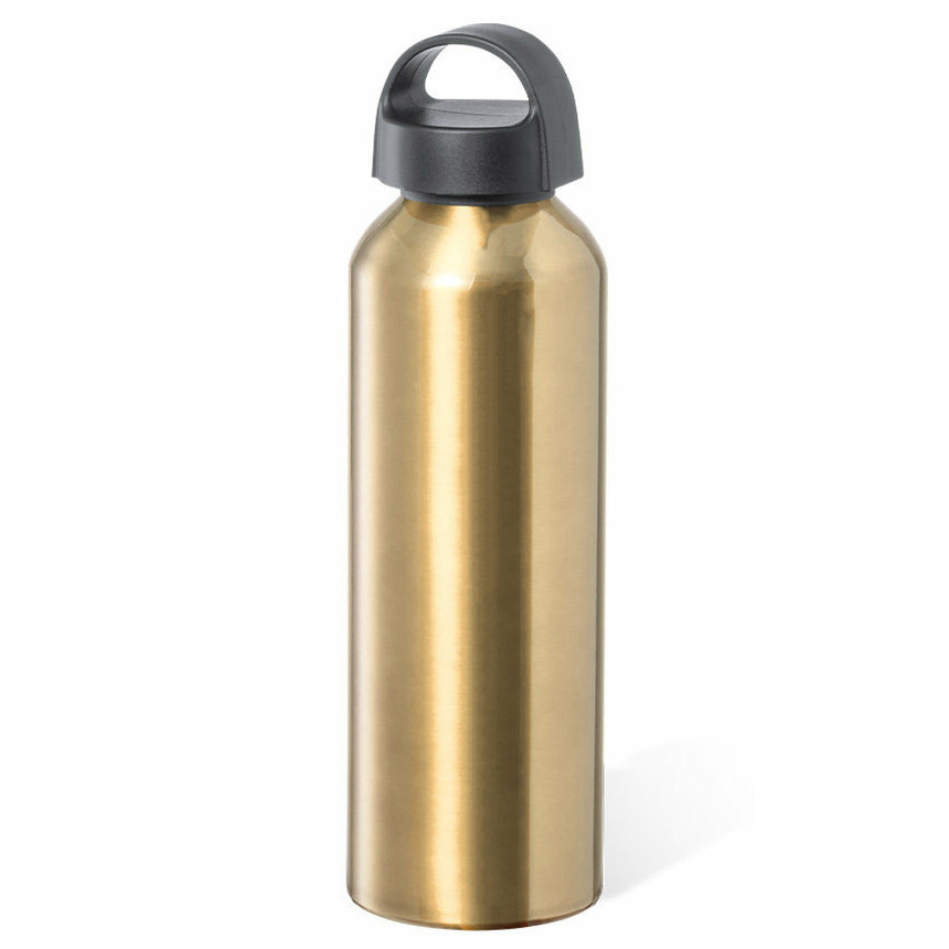 Bellatio Design Waterfles/drinkfles/sportfles - metallic goud - aluminium - 800 ml - schroefdop -