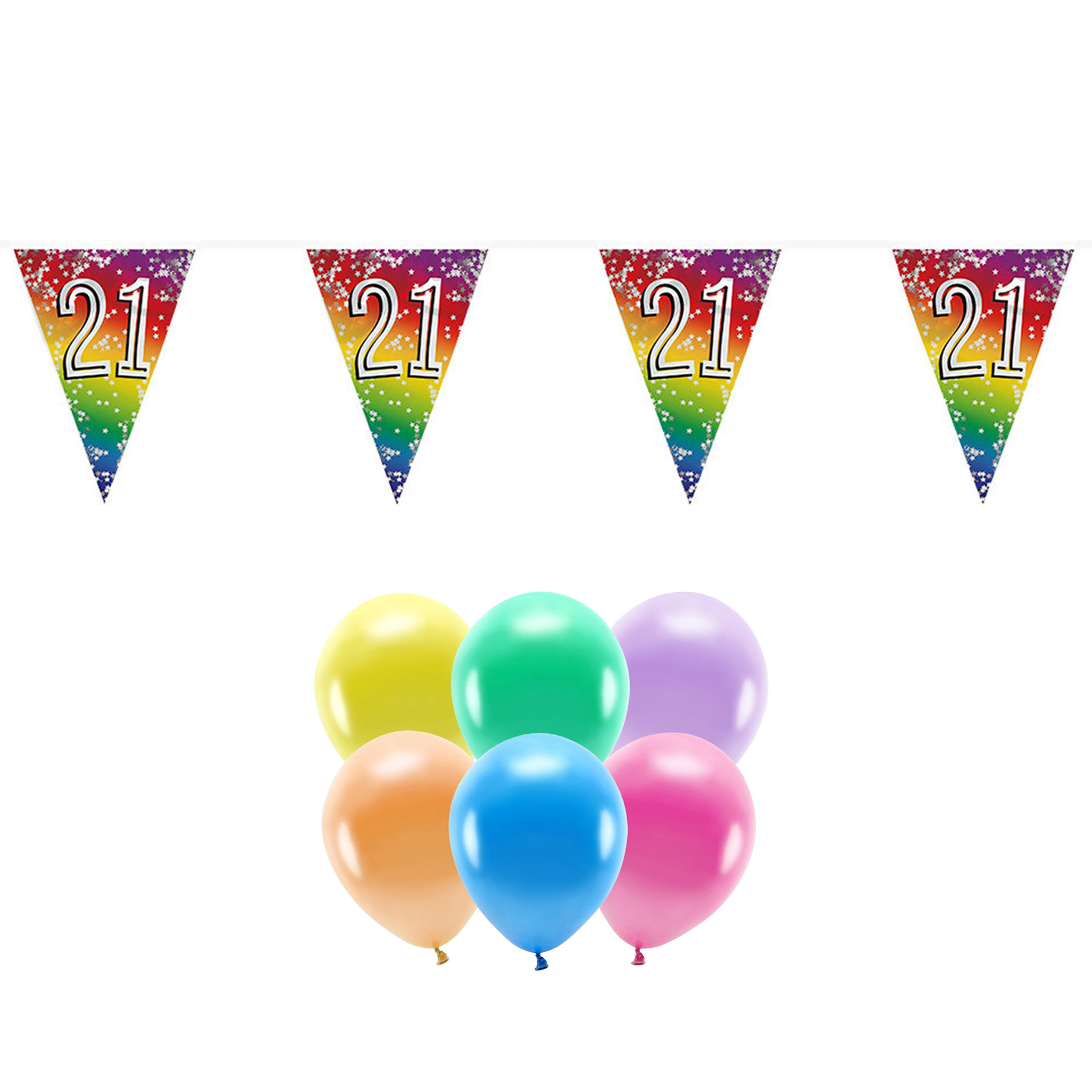 Boland Party 21e jaar verjaardag feest versieringen - Ballonnen en vlaggetjes -