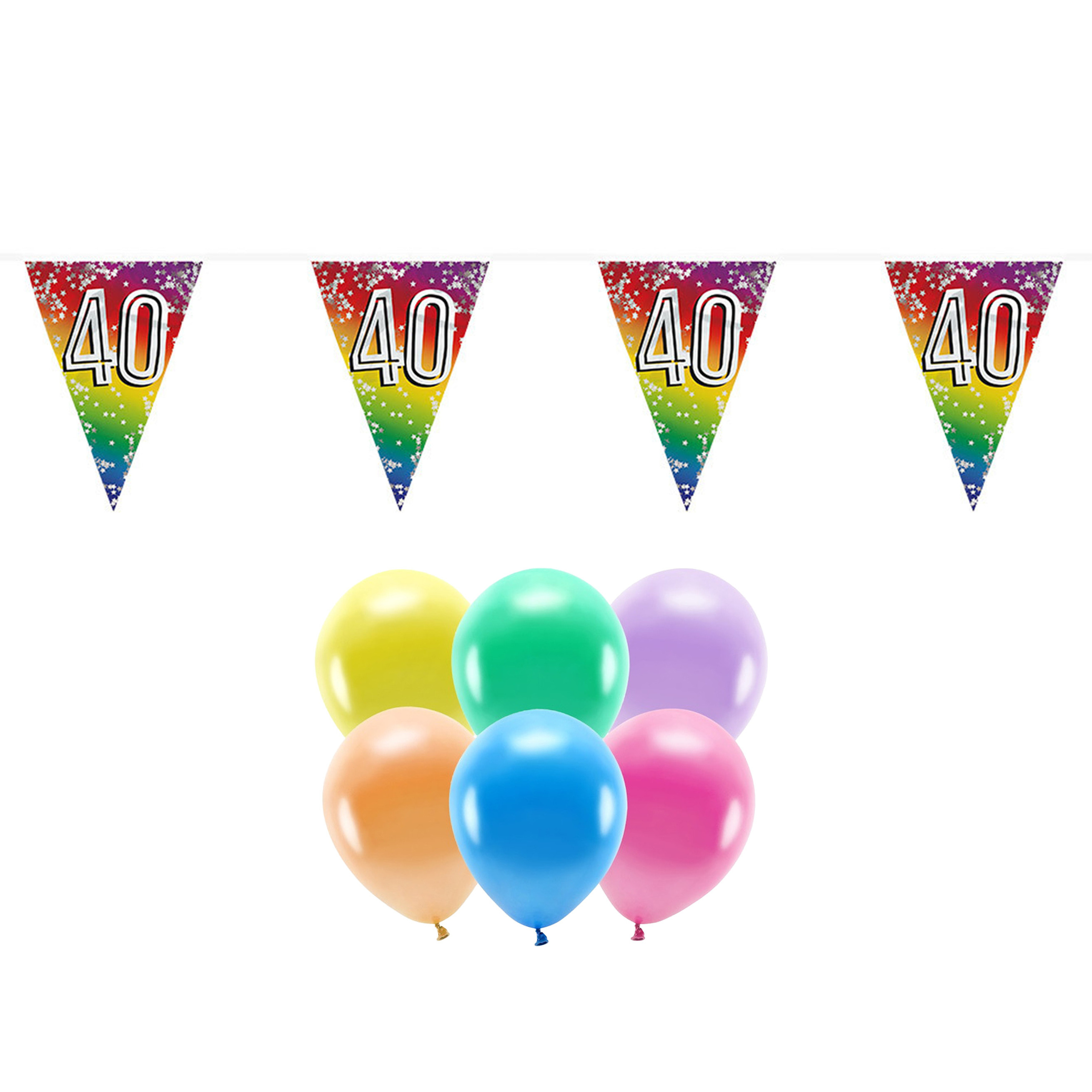 Boland Party 40e jaar verjaardag feest versieringen - Ballonnen en vlaggetjes -