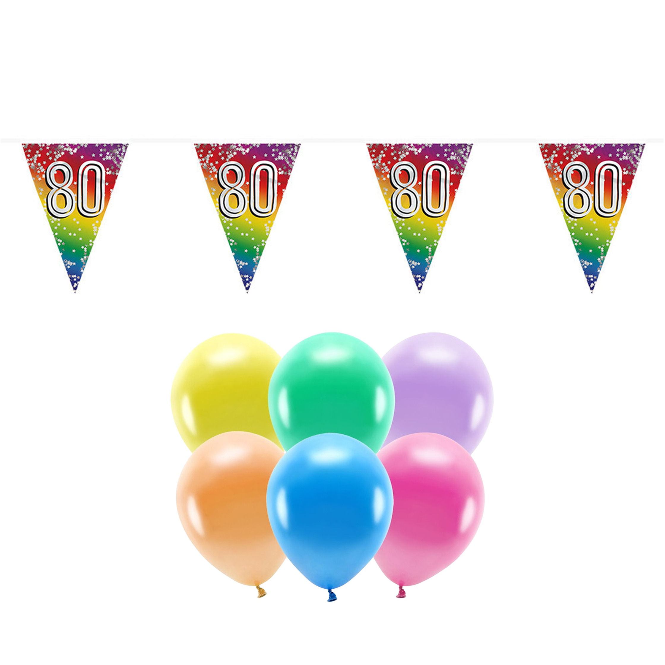 Boland Party 80e jaar verjaardag feest versieringen - Ballonnen en vlaggetjes -