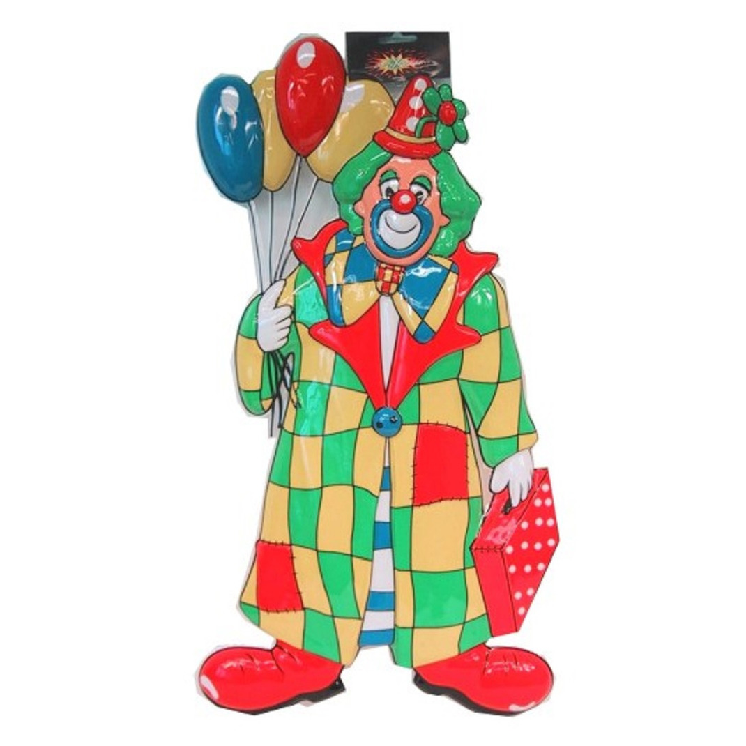 Clown carnaval decoratie met ballonnen 60 cm -