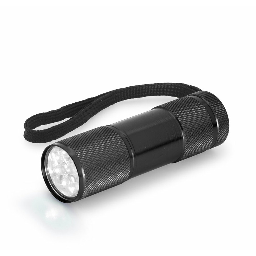 Compacte LED kinder zaklamp - aluminium - zwart - 9 cm -