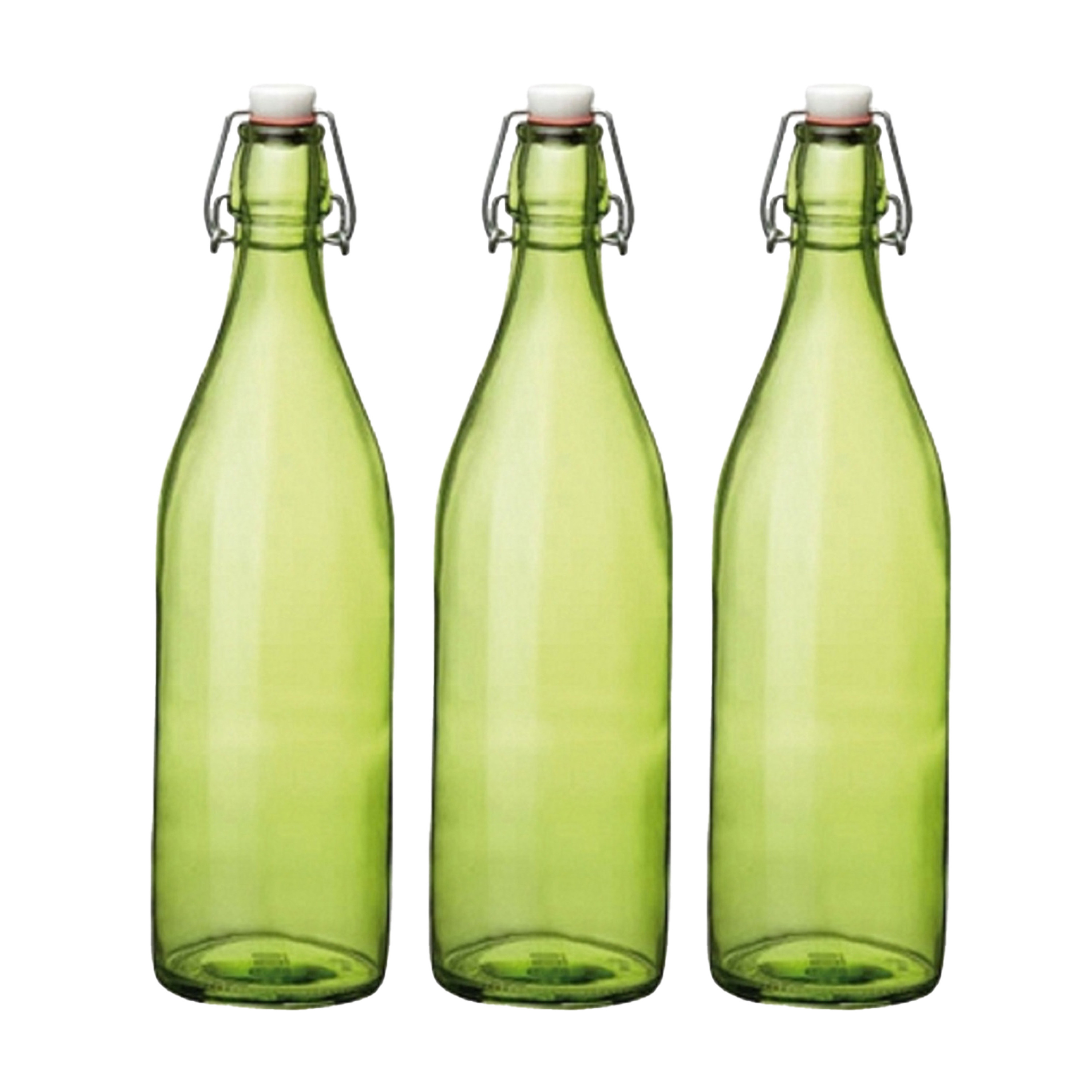 Cuisine Elegance set van 4x stuks weckflessen groen beugeldop glas van 1 liter -