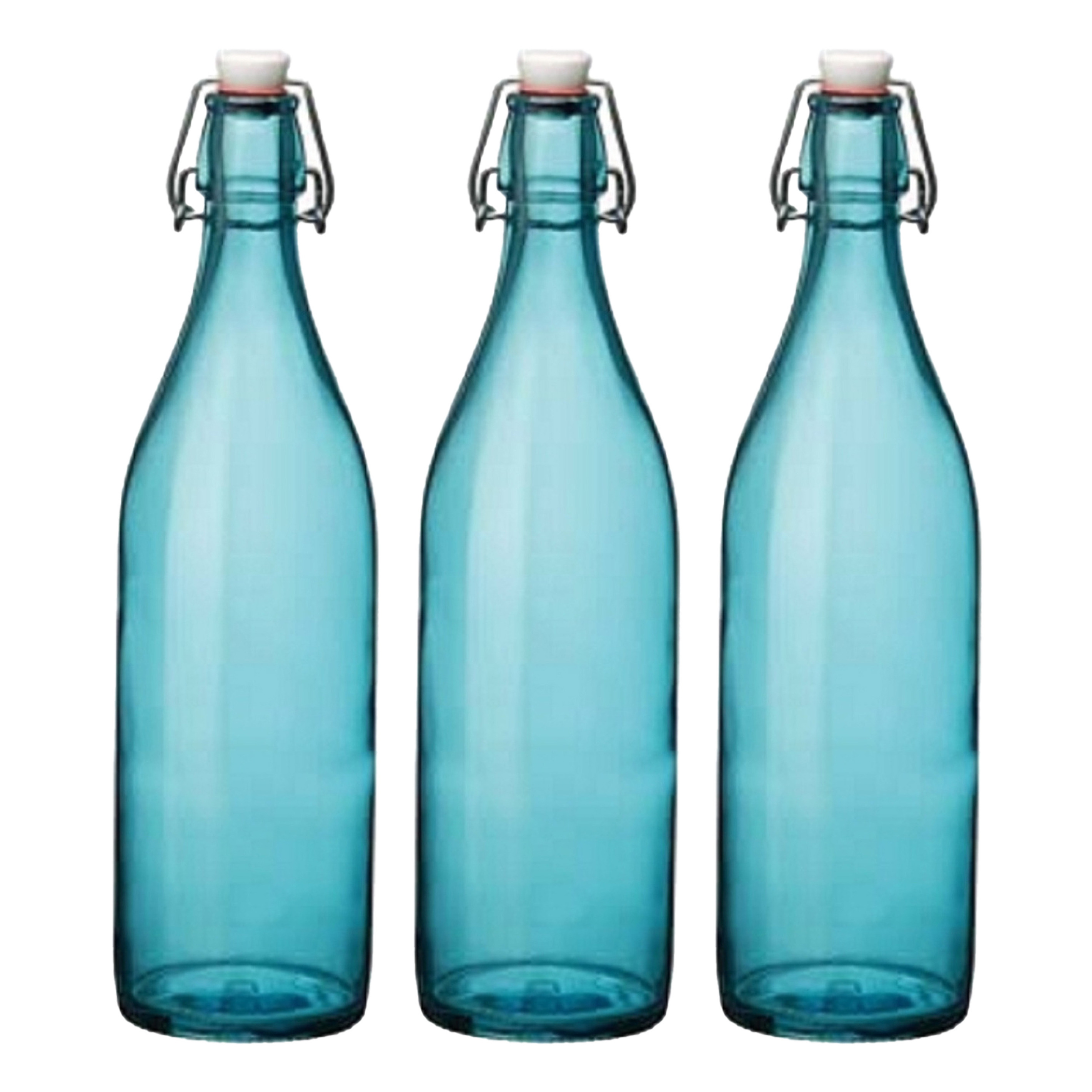 Cuisine Elegance set van 6x stuks weckflessen blauw beugeldop glas van 1 liter -