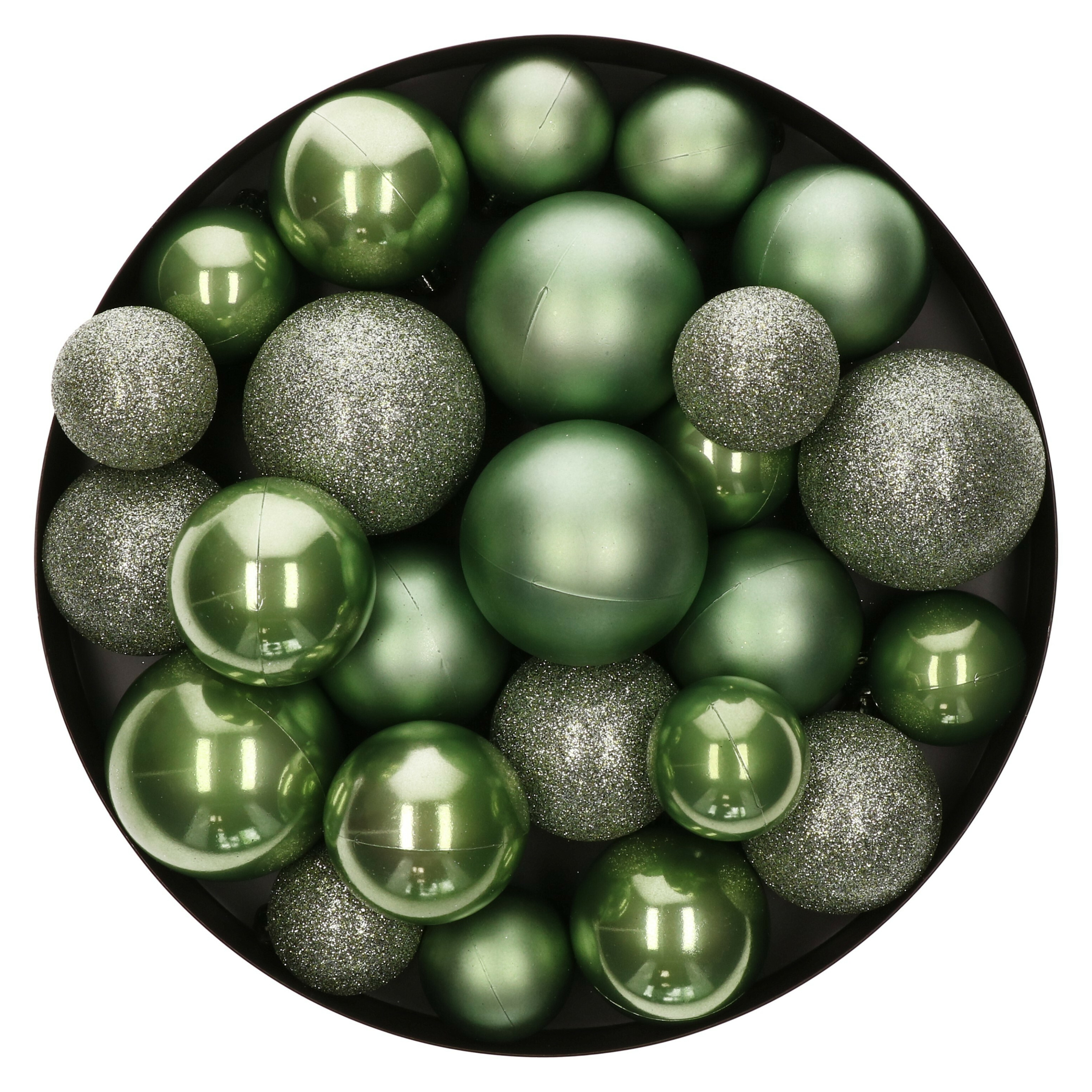 Decoris kerstballen - 30x st - salie groen - 4/5/6 cm - kunststof -
