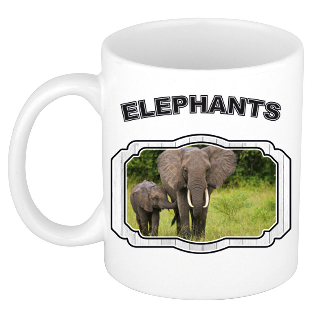 Dieren liefhebber olifant met kalf mok 300 ml - olifanten beker