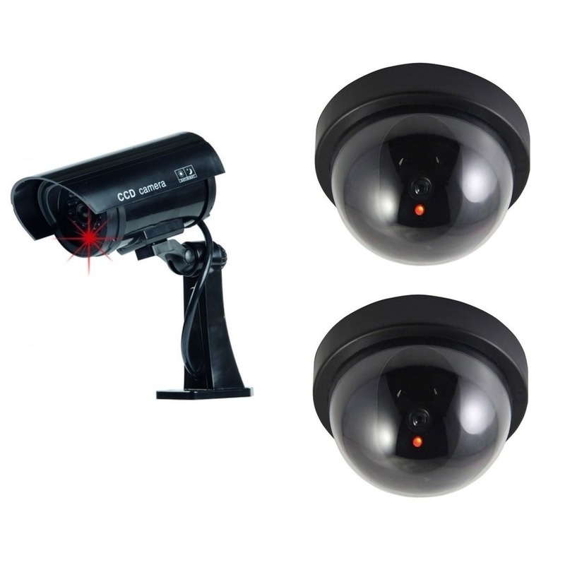 Dummy beveiligingscamera set van drie zwart - LED / sensor