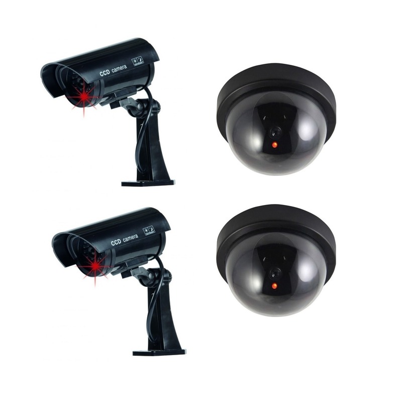 Dummy beveiligingscamera set van vier zwart - LED / sensor
