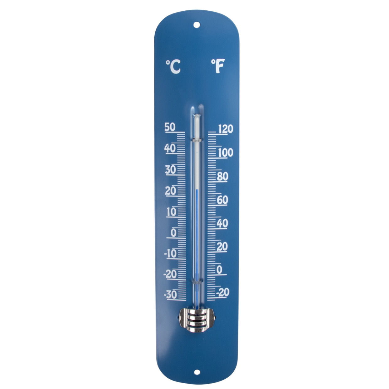 Esschert design thermometer - voor binnen en buiten - denimblauw - 30 x 7 cm - Celsius/fahrenheit -