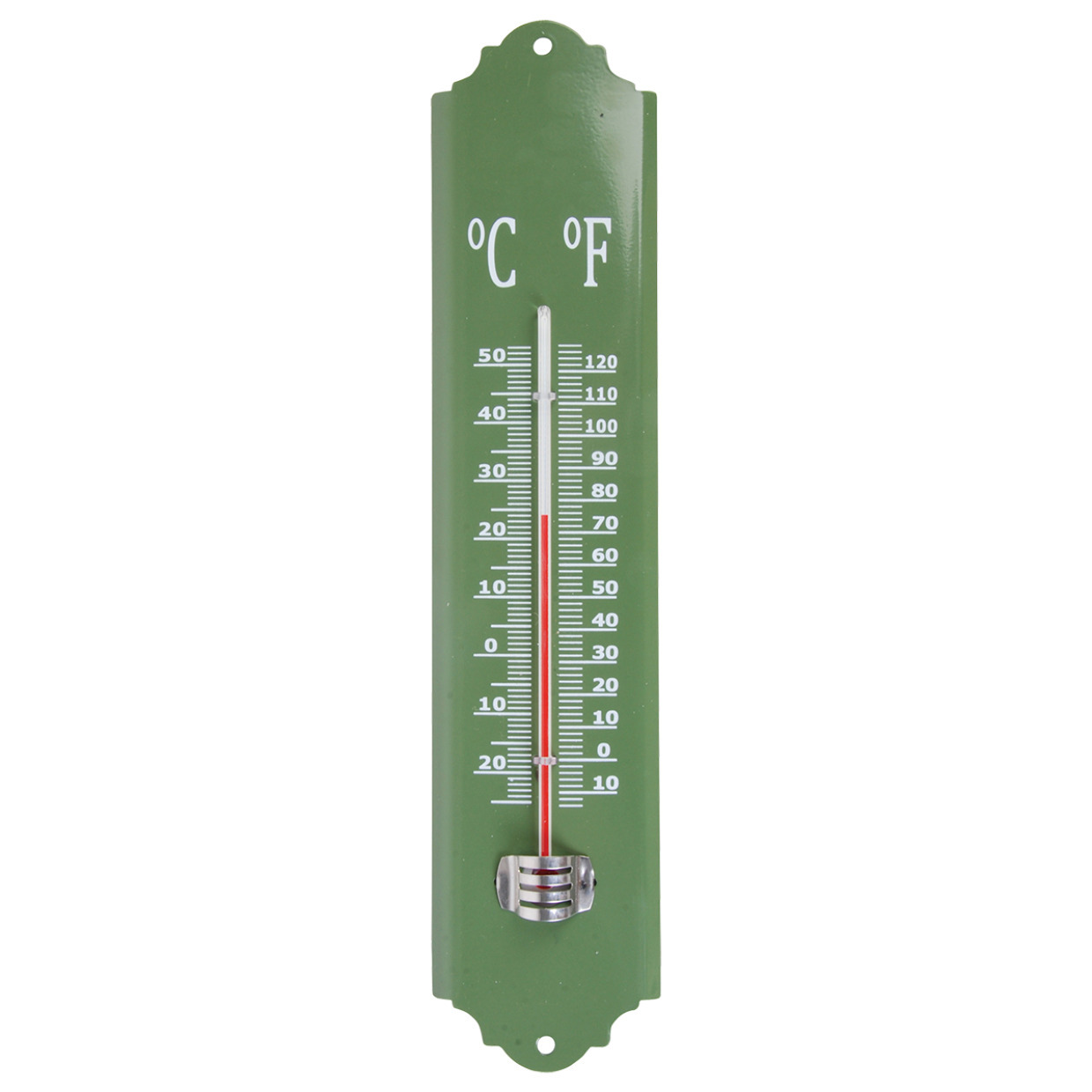Esschert design thermometer - voor binnen en buiten - groen - 30 x 7 cm - Celsius/fahrenheit -