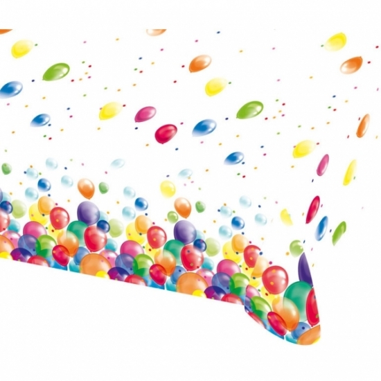 Feestelijke tafelkleed met ballonnen opdruk plastic 180cm
