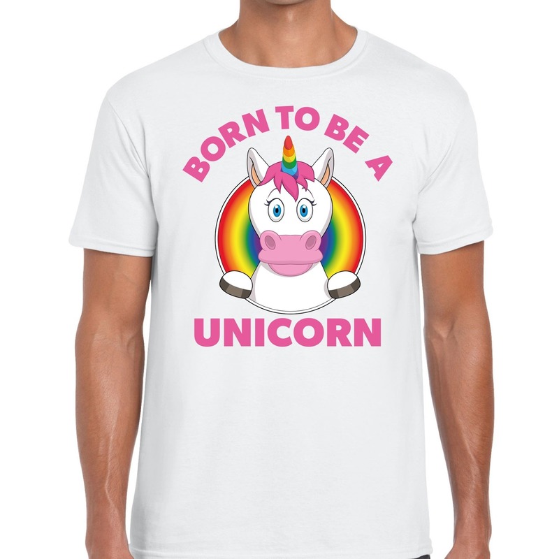 Gay pride born to be a unicorn t-shirt wit heren