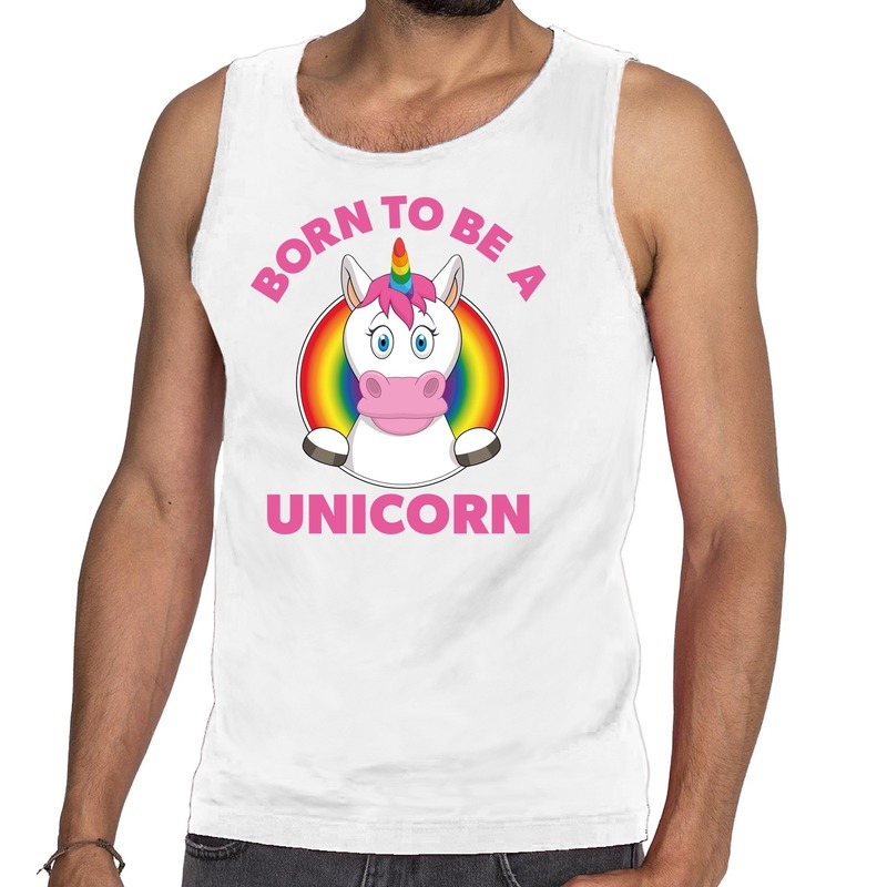 Gay pride born to be a unicorn tanktop wit heren 2XL -