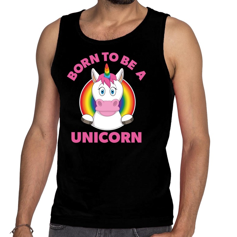 Gay pride born to be a unicorn tanktop zwart heren M -