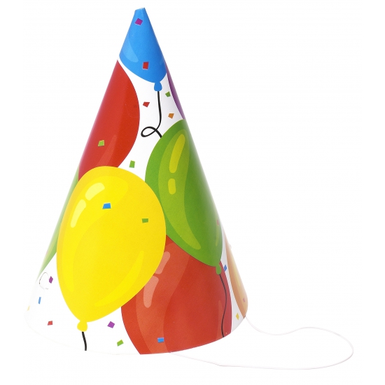 Gekleurde ballonnen feesthoedjes 30 stuks -