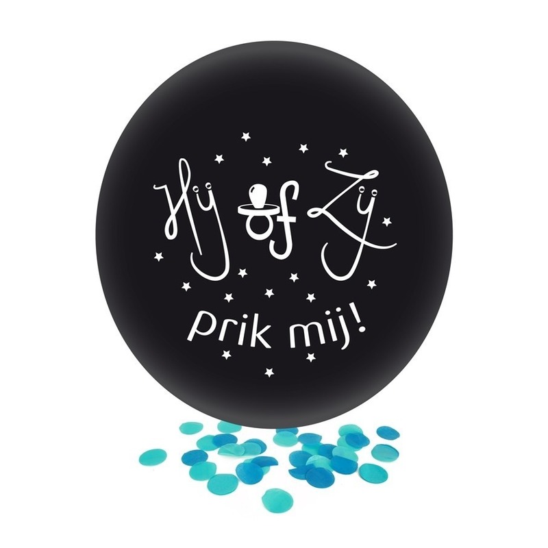 Gender reveal jongentje party/feestje confetti ballon zwart 60 cm