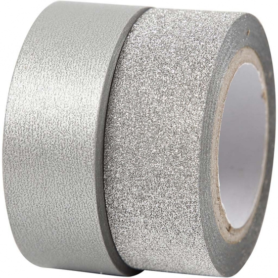 Glitter tape zilver 2 rollen