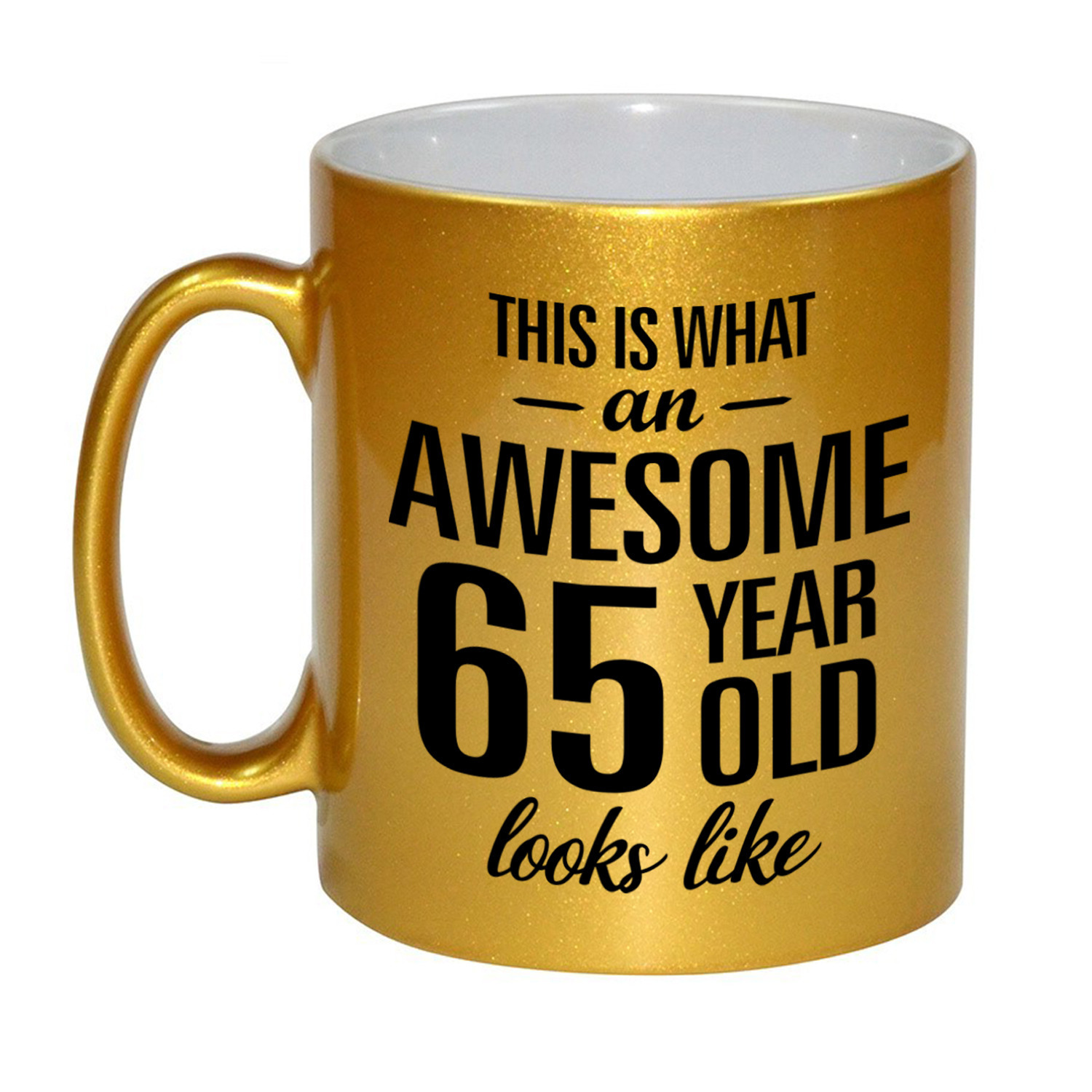 Gouden Awesome 65 year cadeau mok / verjaardag beker 330 ml