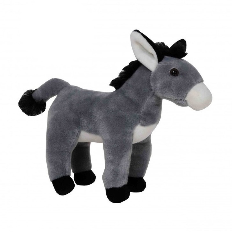 Pluche grijze ezel knuffel 24 cm - Ezels knuffels - Speelgoed voor kinderen