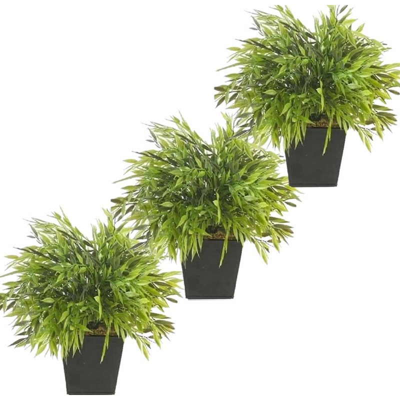 Set van 3 kunstplanten bamboe groen in pot 25 cm - Kamerplanten groene bamboe