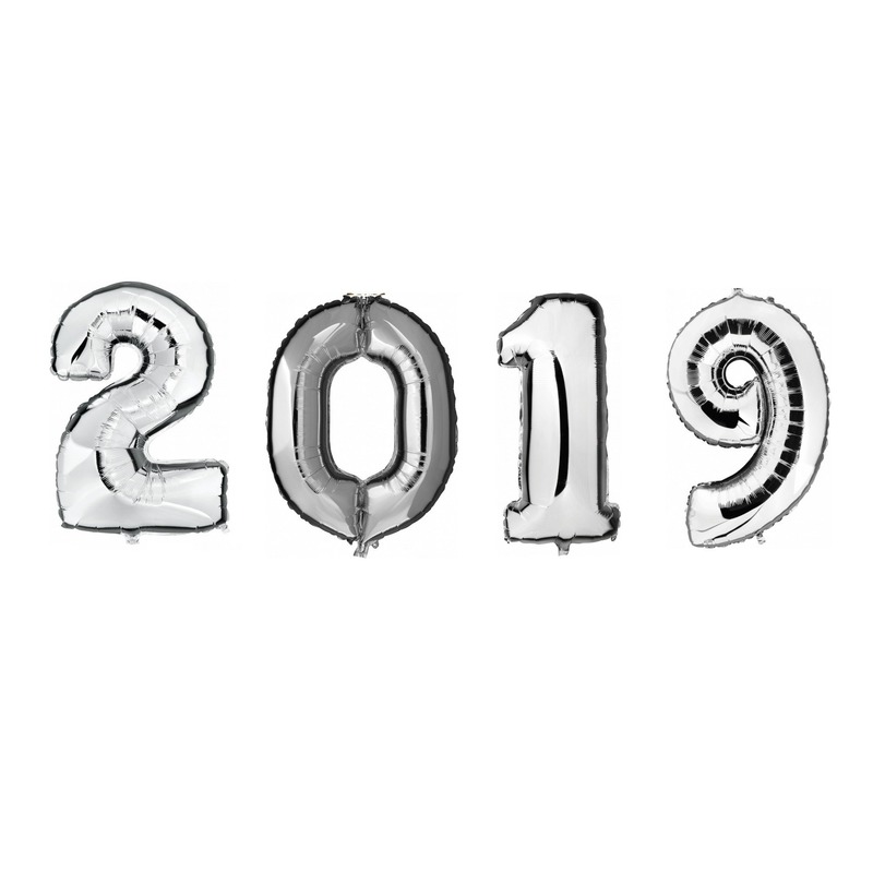 Grote New Year versiering 2019 ballonnen zilver -