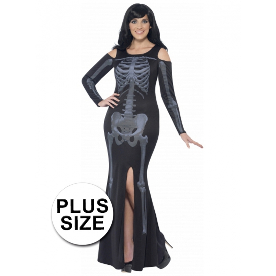 Halloween Skelet jurk voor grote dames 44-46 (L) -