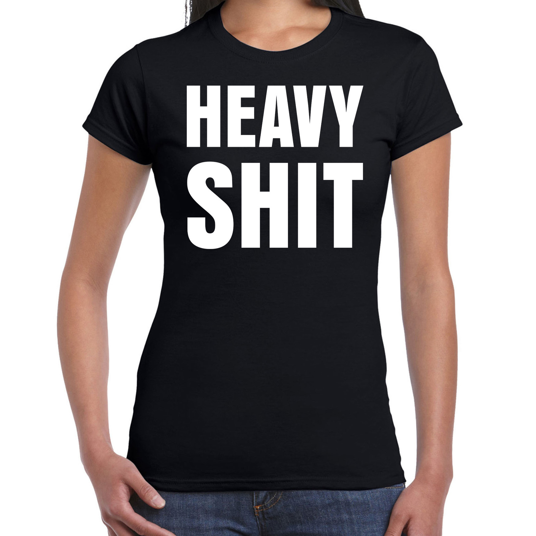 Heavy shit zwart - foute tekst shirt voor dames 2XL -