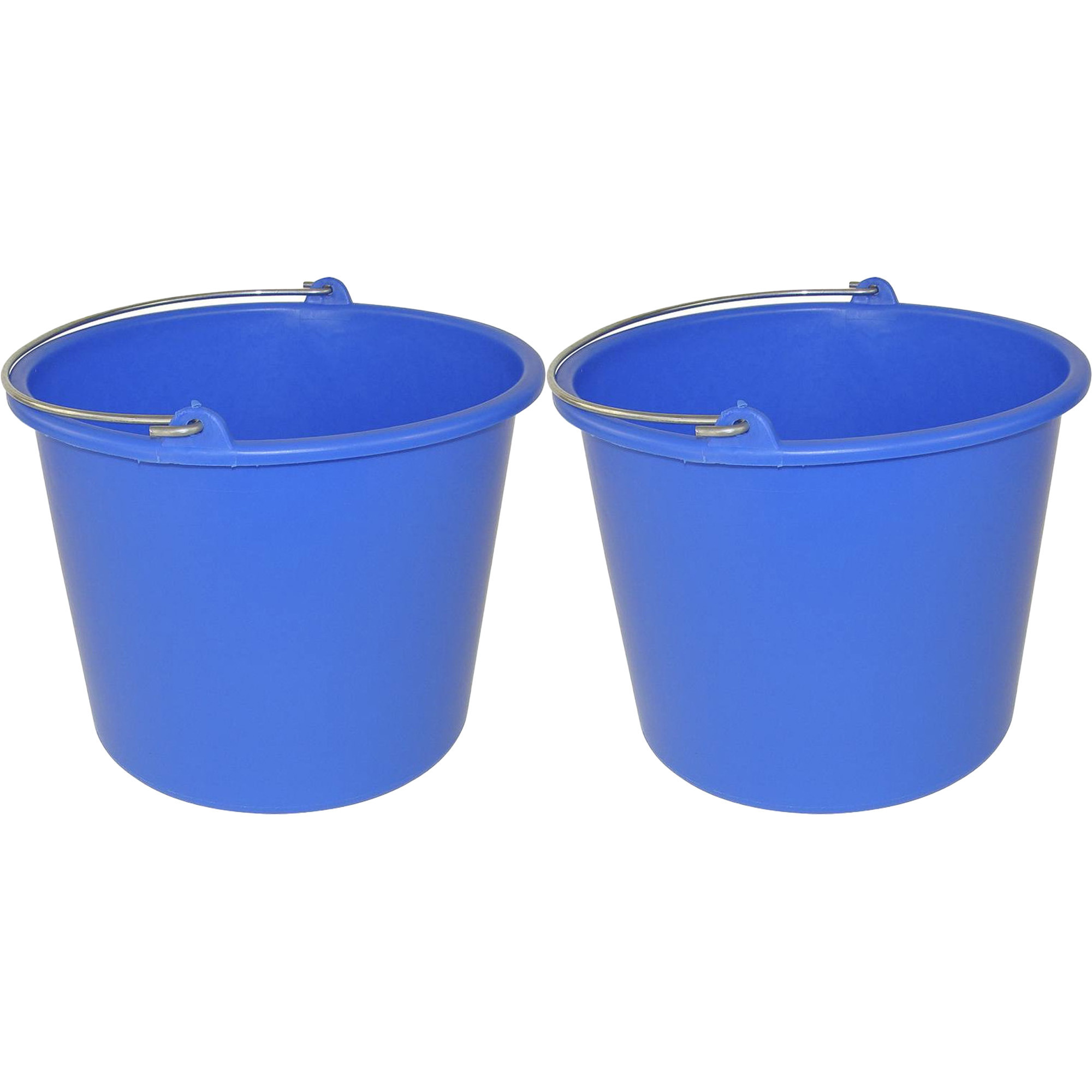 Huishoud emmer - 2x - blauw - kunststof - 12 liter - D29 x H35 cm -
