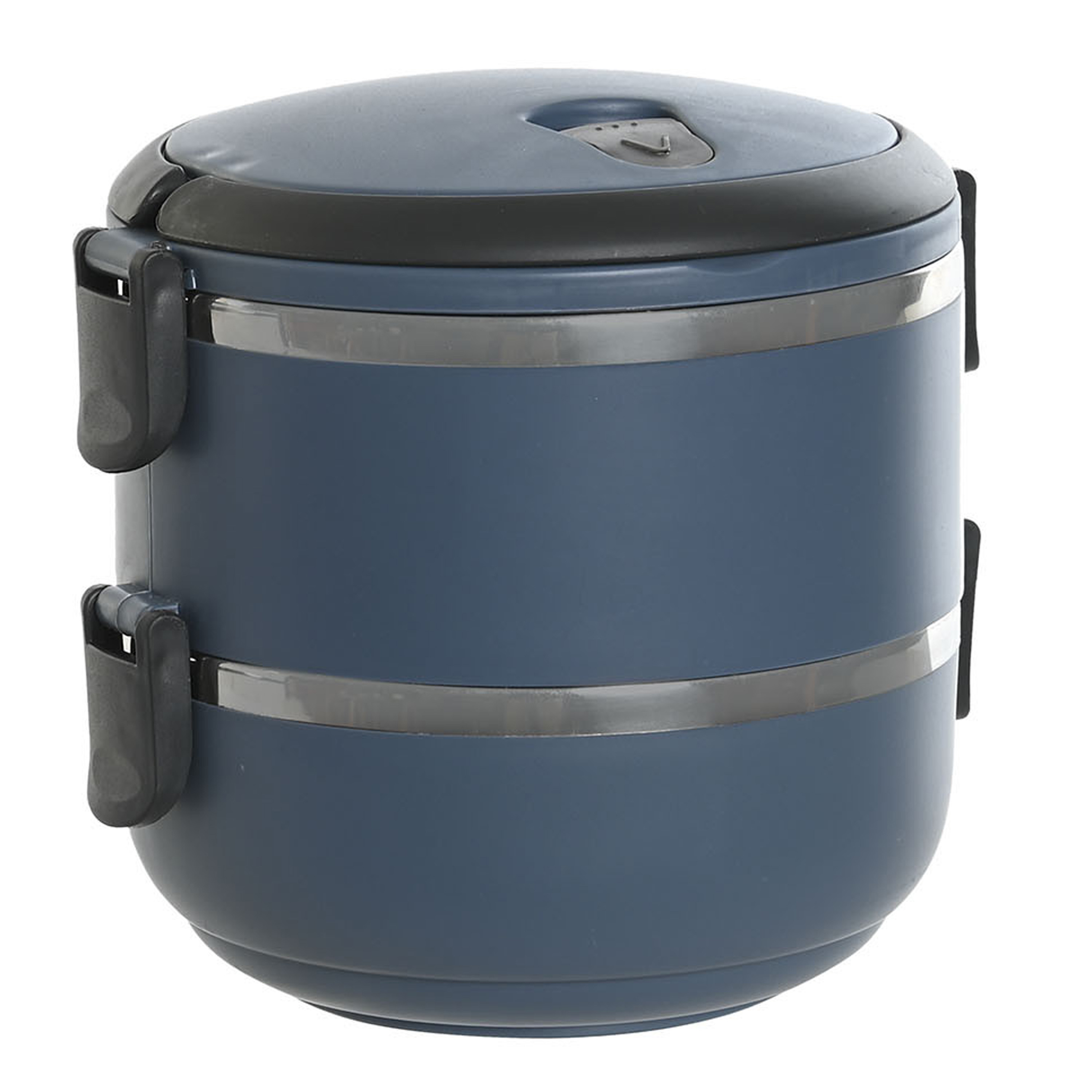 Items Stapelbare thermische lunchbox / warme maaltijd box - blauw - 16 x 15 cm