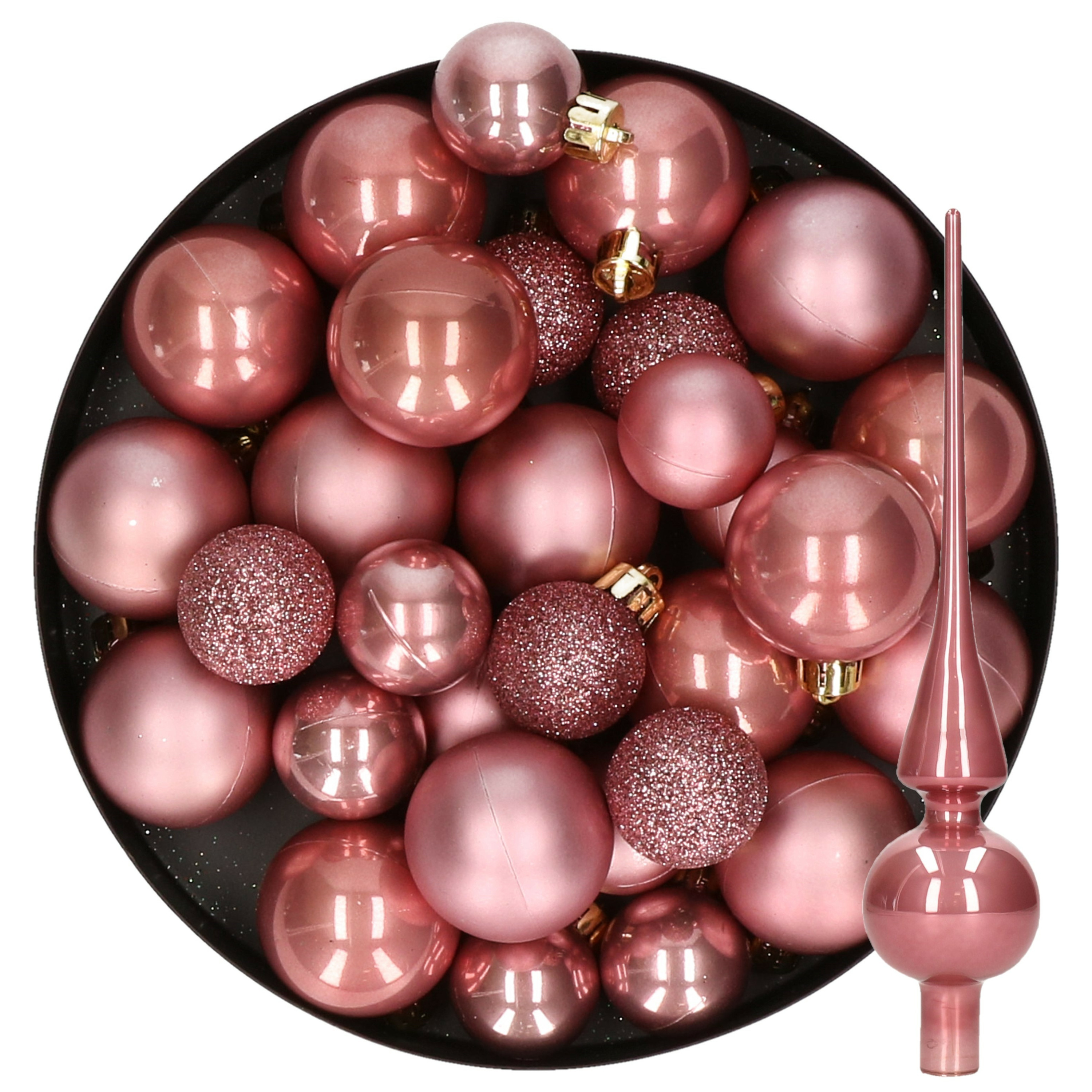 toren Netto Land van staatsburgerschap Kerstversiering kunststof kerstballen met piek oud roze 6-8-10 cm pakket  van 49x stuks bestellen? | Shoppartners.nl