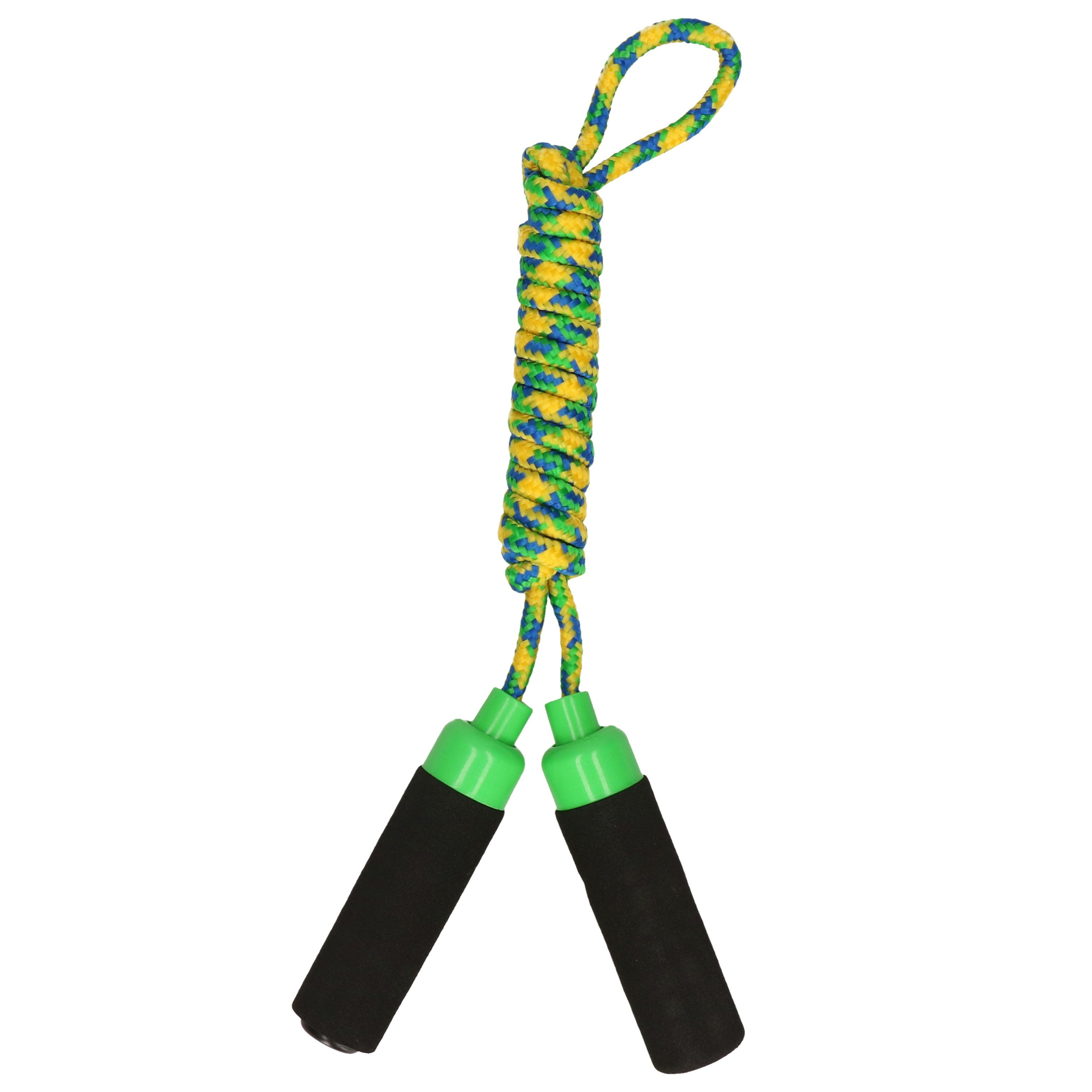 Kids Fun Springtouw speelgoed met Foam handvat - groen touw - 210 cm - buitenspeelgoed -