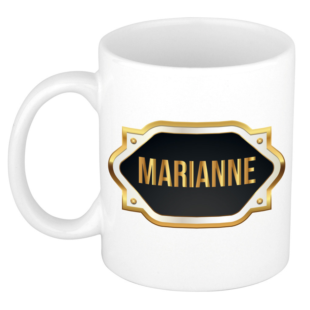 Marianne naam / voornaam kado beker / mok met goudkleurig embleem