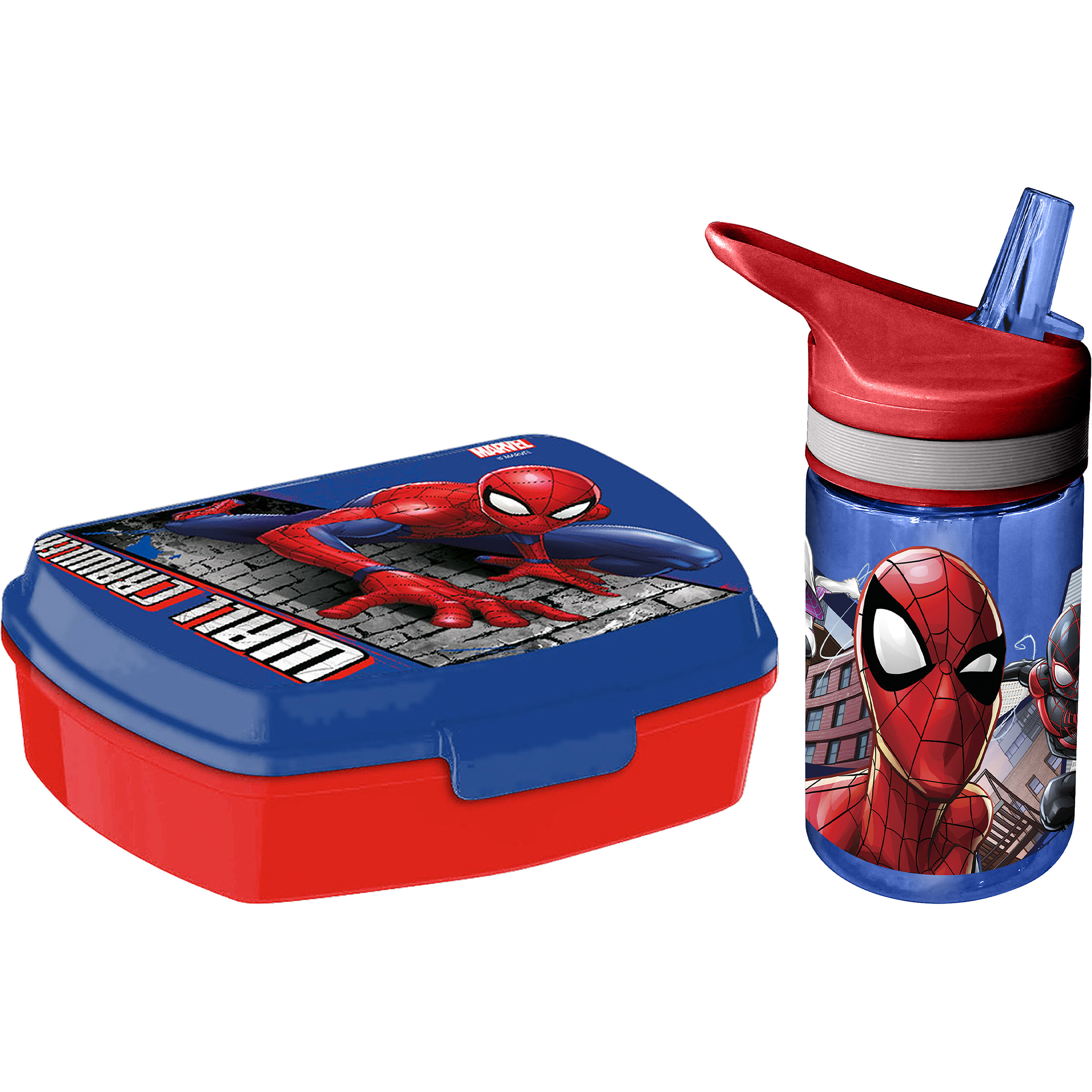 Marvel Spiderman lunchbox set voor kinderen - 2-delig - blauw - kunststof