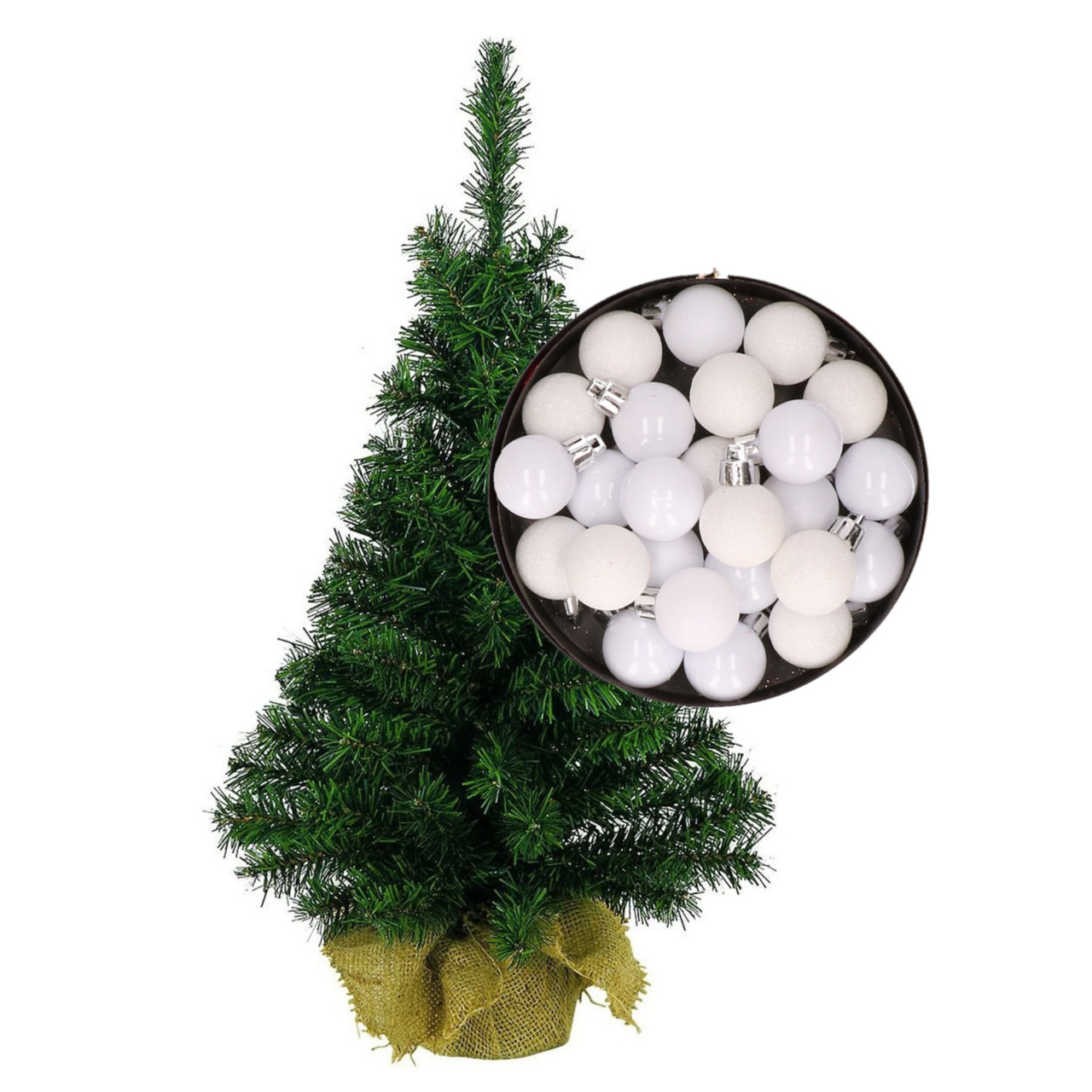 Wens contact Hou op Mini kerstboom/kunst kerstboom H35 cm inclusief kerstballen wit bestellen?  | Shoppartners.nl