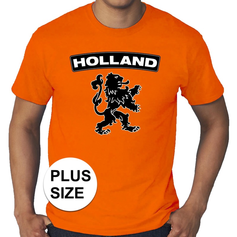 Grote maten Holland shirt met zwarte leeuw shirt oranje heren bestellen ...