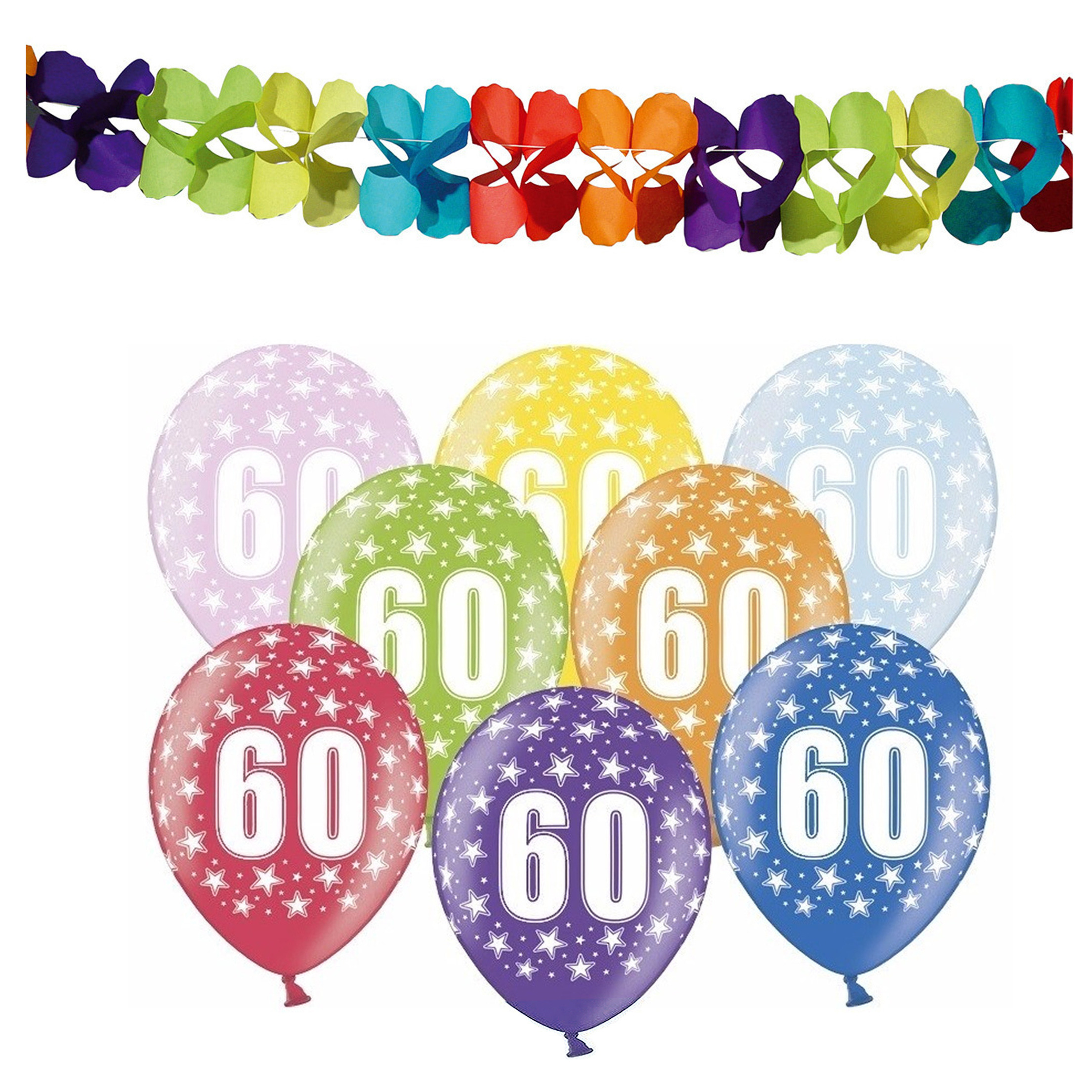 Partydeco 60e jaar verjaardag feestversiering set - Ballonnen en slingers