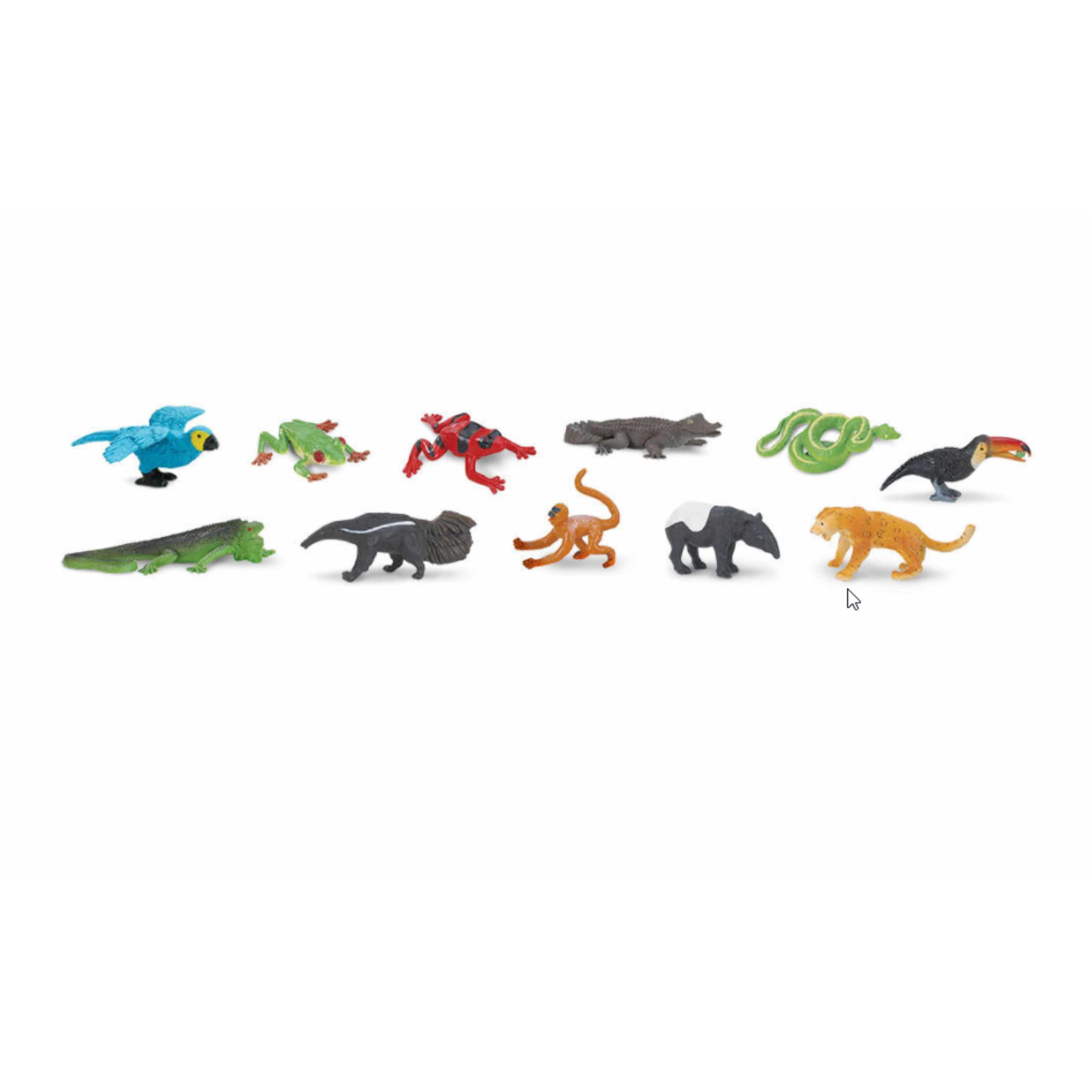Plastic speelgoed dieren figuren oerwoud wilde dieren 11 stuks -