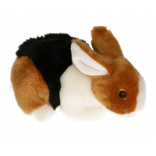 Pluche haas/konijn knuffeltje bruin/zwart/wit 20 cm -