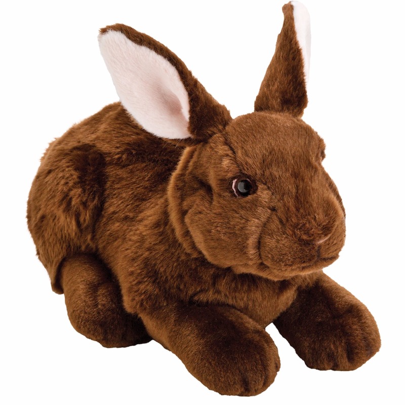 Pluche knuffel konijn/haas donkerbruin 35 cm