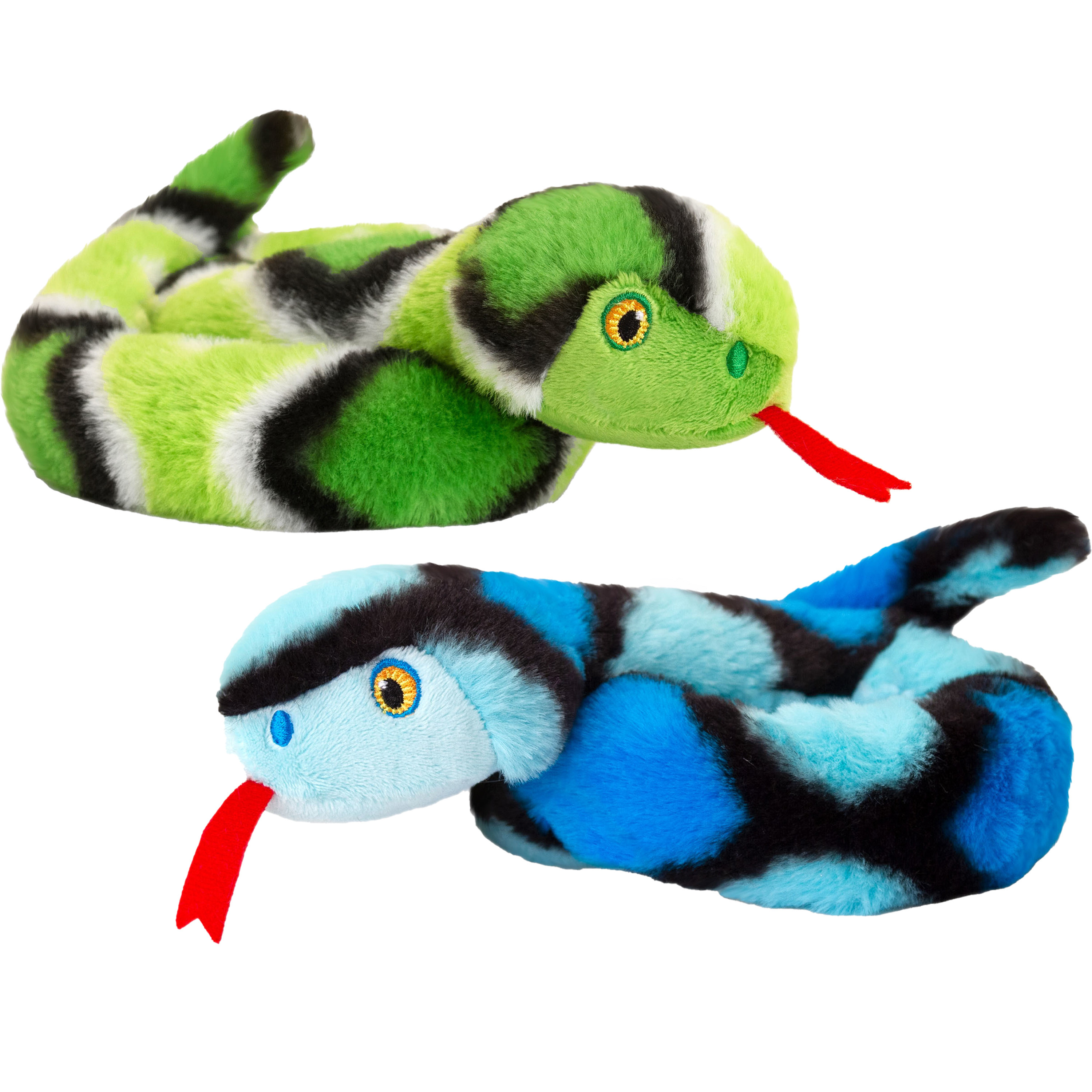 Pluche knuffel dieren kleine opgerolde slangen blauw en groen 65 cm