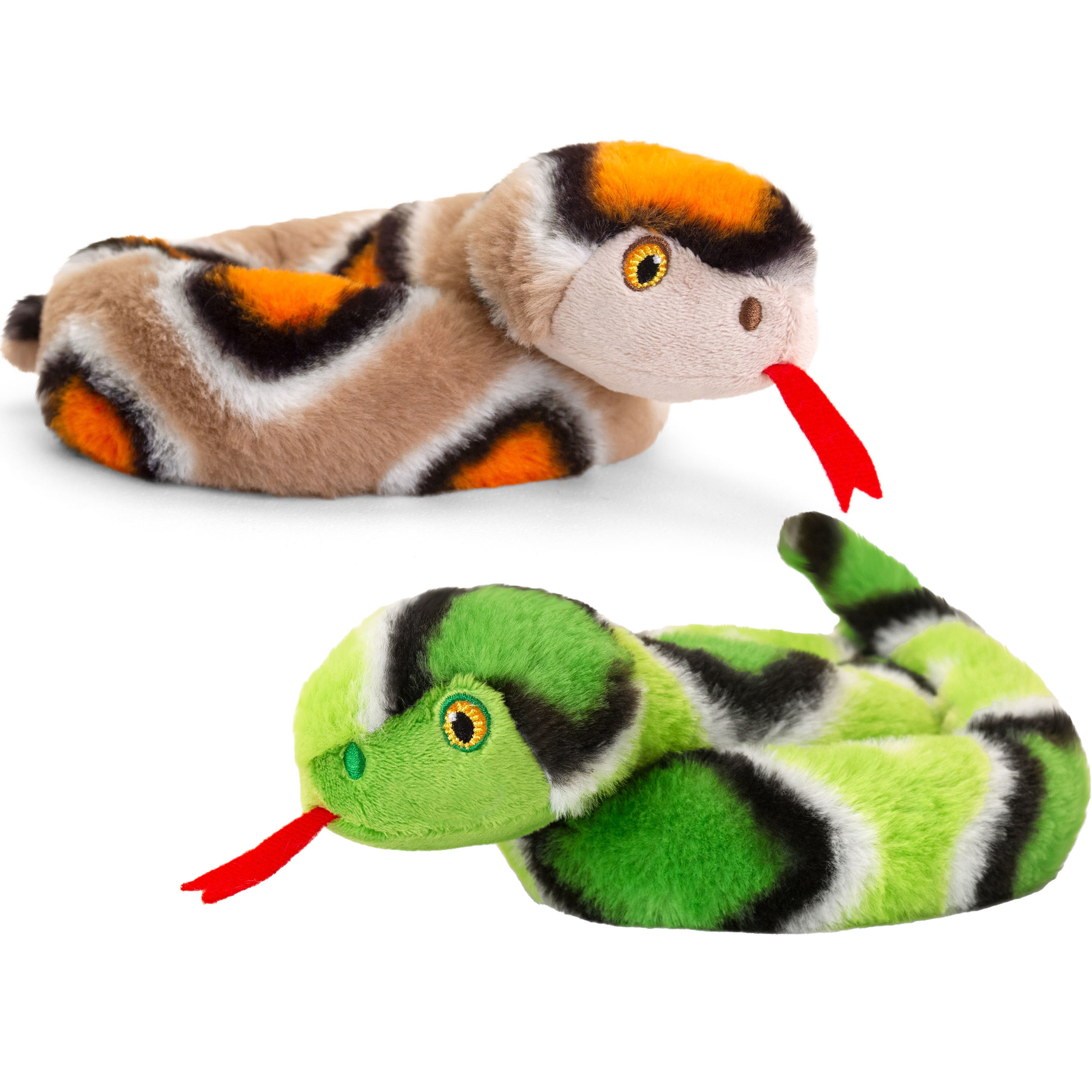 Pluche knuffel dieren kleine opgerolde slangen bruin en groen 65 cm