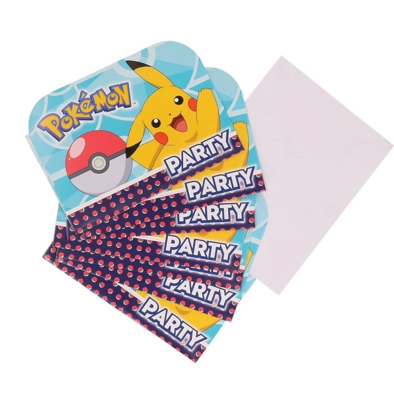 Pokemon verjaardags uitnodigingen 24x stuks -