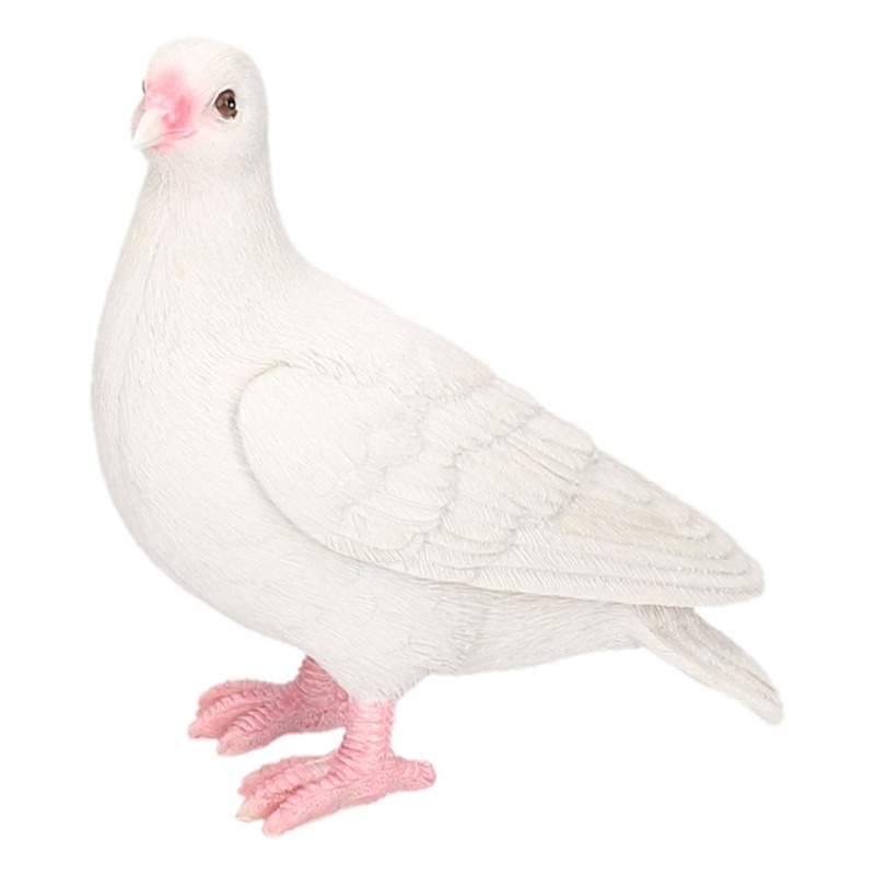 Dierenbeelden witte duif- Decoratie beeldje duif wit 20 cm
