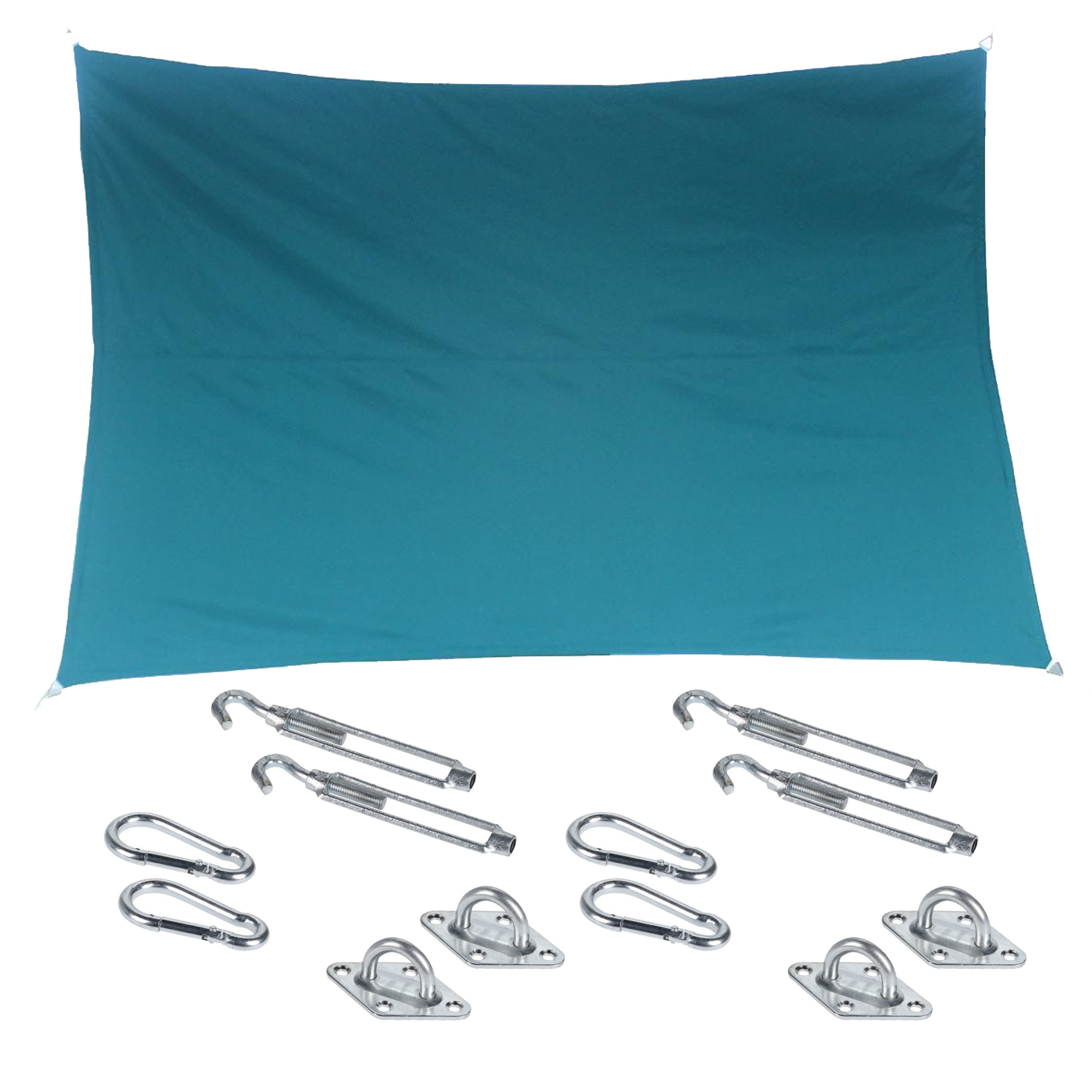 Premium kwaliteit schaduwdoek/zonnescherm Shae rechthoekig blauw 2 x 3 meter - inclusief bevestiging haken set
