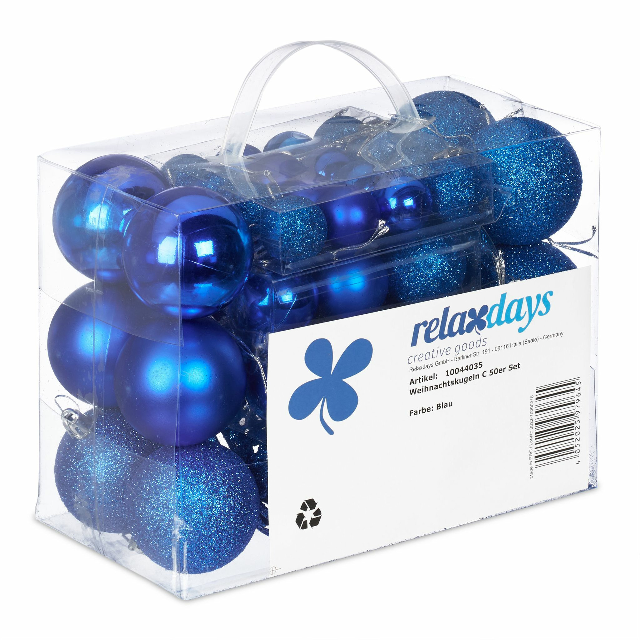 Relaxdays kerstballen - 50x st - donkerblauw - 3, 4 en 6 cm - kunststof -