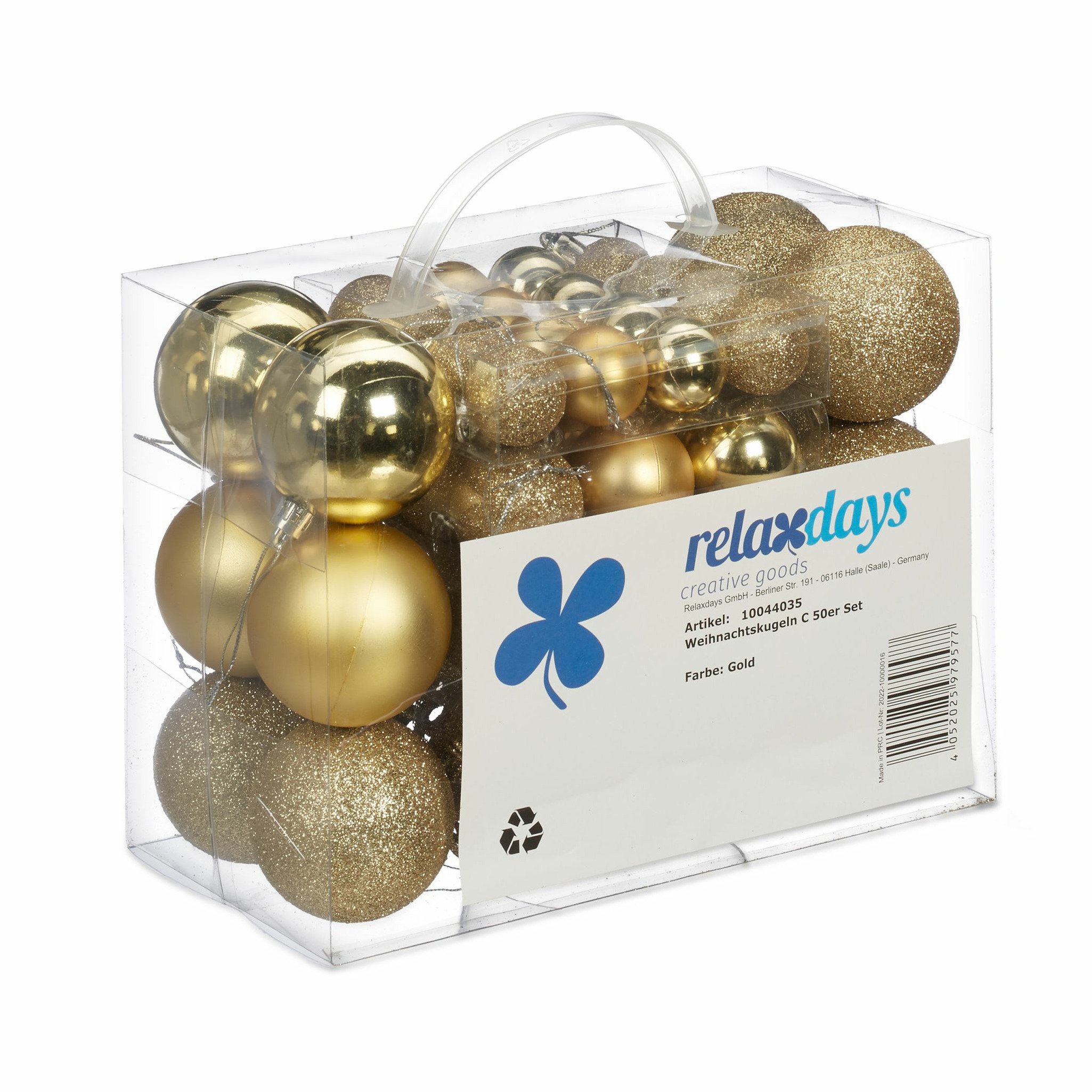 Relaxdays kerstballen - 50x st - goud - 3, 4 en 6 cm - kunststof -