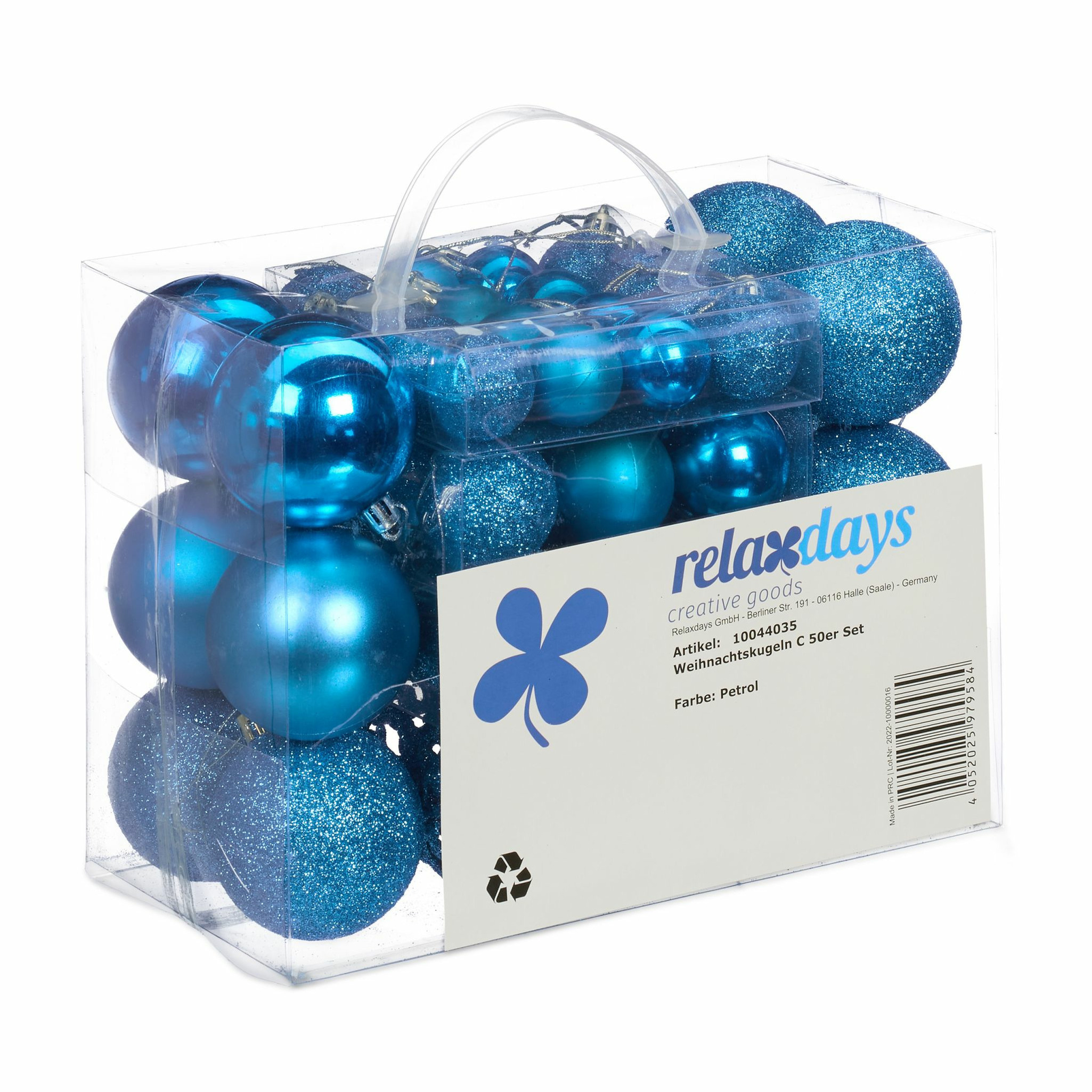 Relaxdays kerstballen - 50x st - kobalt blauw - 3, 4 en 6 cm - kunststof