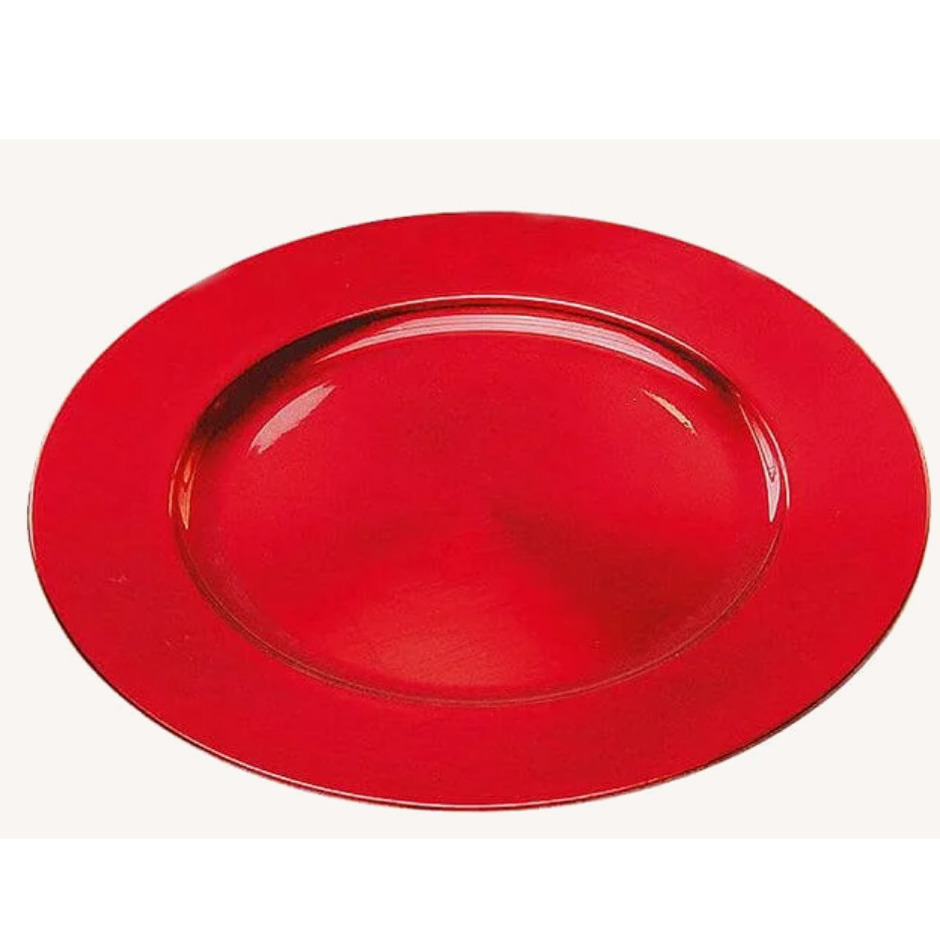 Rond kaarsenbord/kaarsenplateau rood van kunststof 33 cm -